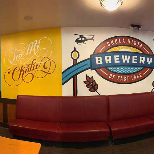 We merged the existing interior of their second location with their current branding to showcase the unique qualities of their brewery in an eye-catching mural!