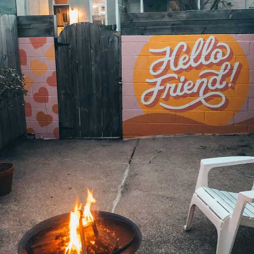 Petey the dog loves to greet new friends that come over to visit! So we created a welcoming mural that brings lots of joy to guests, the homeowner, and of course Petey.