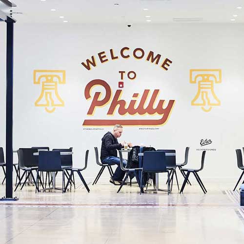 These large murals helped boost this Philly food hall’s social media engagement and provide a more appealing space for people to eat.